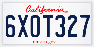 CA license plate 6XOT327