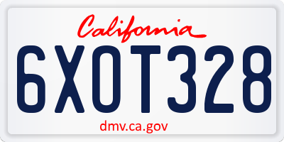 CA license plate 6XOT328