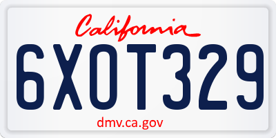 CA license plate 6XOT329