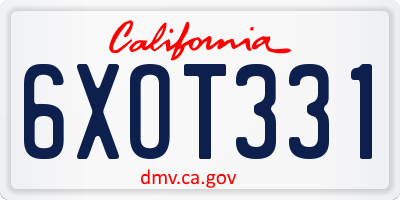 CA license plate 6XOT331