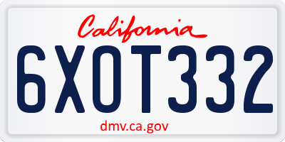 CA license plate 6XOT332