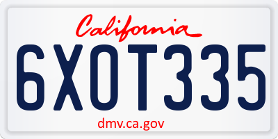 CA license plate 6XOT335