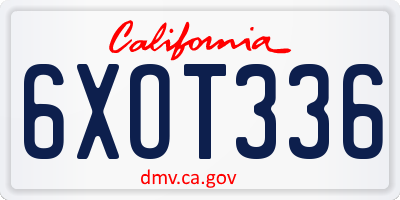 CA license plate 6XOT336