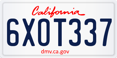 CA license plate 6XOT337