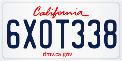 CA license plate 6XOT338