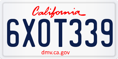 CA license plate 6XOT339