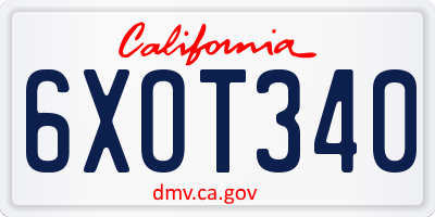 CA license plate 6XOT340