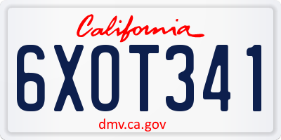 CA license plate 6XOT341