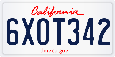CA license plate 6XOT342