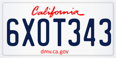 CA license plate 6XOT343