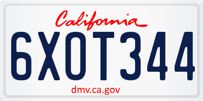 CA license plate 6XOT344