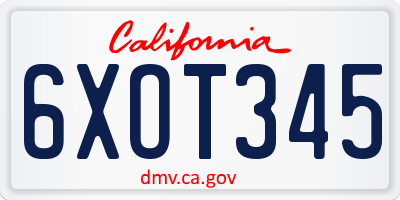CA license plate 6XOT345