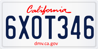 CA license plate 6XOT346