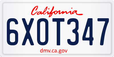 CA license plate 6XOT347