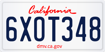 CA license plate 6XOT348