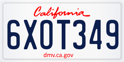 CA license plate 6XOT349