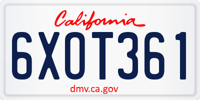CA license plate 6XOT361