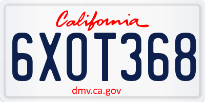 CA license plate 6XOT368