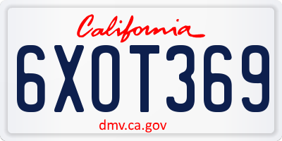 CA license plate 6XOT369