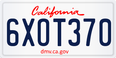 CA license plate 6XOT370