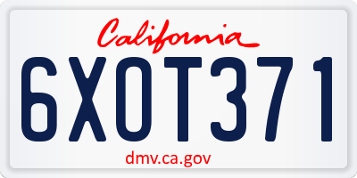 CA license plate 6XOT371