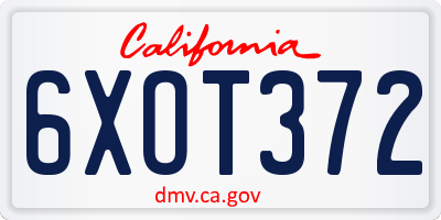CA license plate 6XOT372
