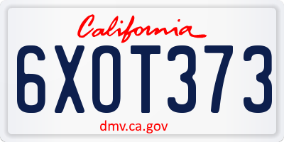CA license plate 6XOT373