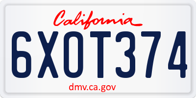 CA license plate 6XOT374