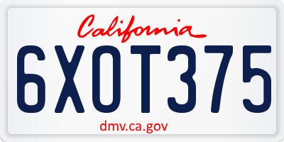 CA license plate 6XOT375