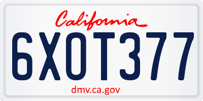 CA license plate 6XOT377