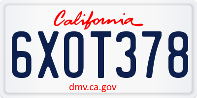 CA license plate 6XOT378