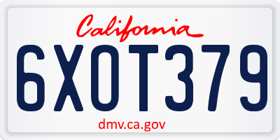 CA license plate 6XOT379