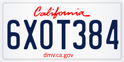 CA license plate 6XOT384