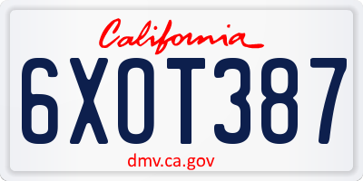 CA license plate 6XOT387