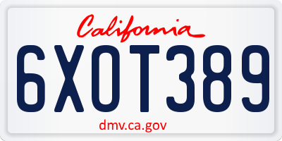 CA license plate 6XOT389