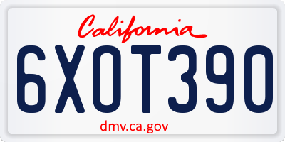CA license plate 6XOT390
