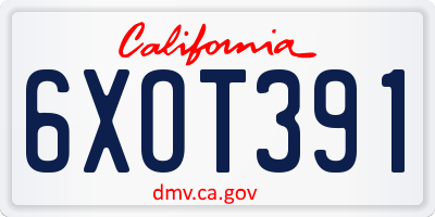 CA license plate 6XOT391