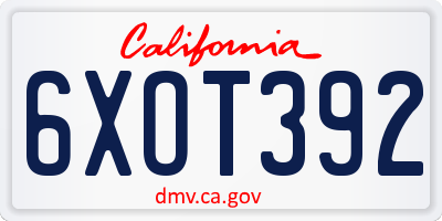 CA license plate 6XOT392
