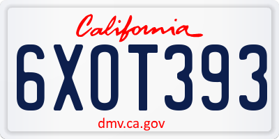 CA license plate 6XOT393