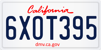 CA license plate 6XOT395