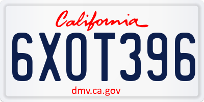 CA license plate 6XOT396