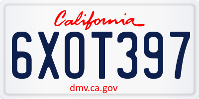 CA license plate 6XOT397