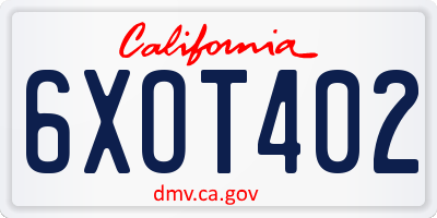 CA license plate 6XOT402