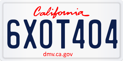 CA license plate 6XOT404
