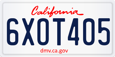 CA license plate 6XOT405