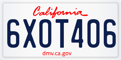 CA license plate 6XOT406