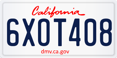 CA license plate 6XOT408