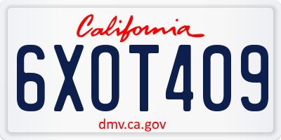 CA license plate 6XOT409