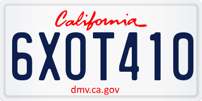 CA license plate 6XOT410