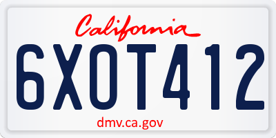 CA license plate 6XOT412